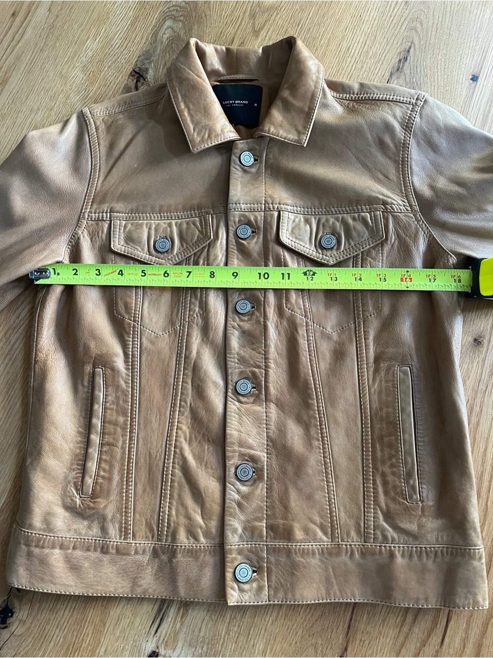 LUCKY BRAND LEATHER TRUCKER JACKET, SIZE M. - Picture 11 of 16